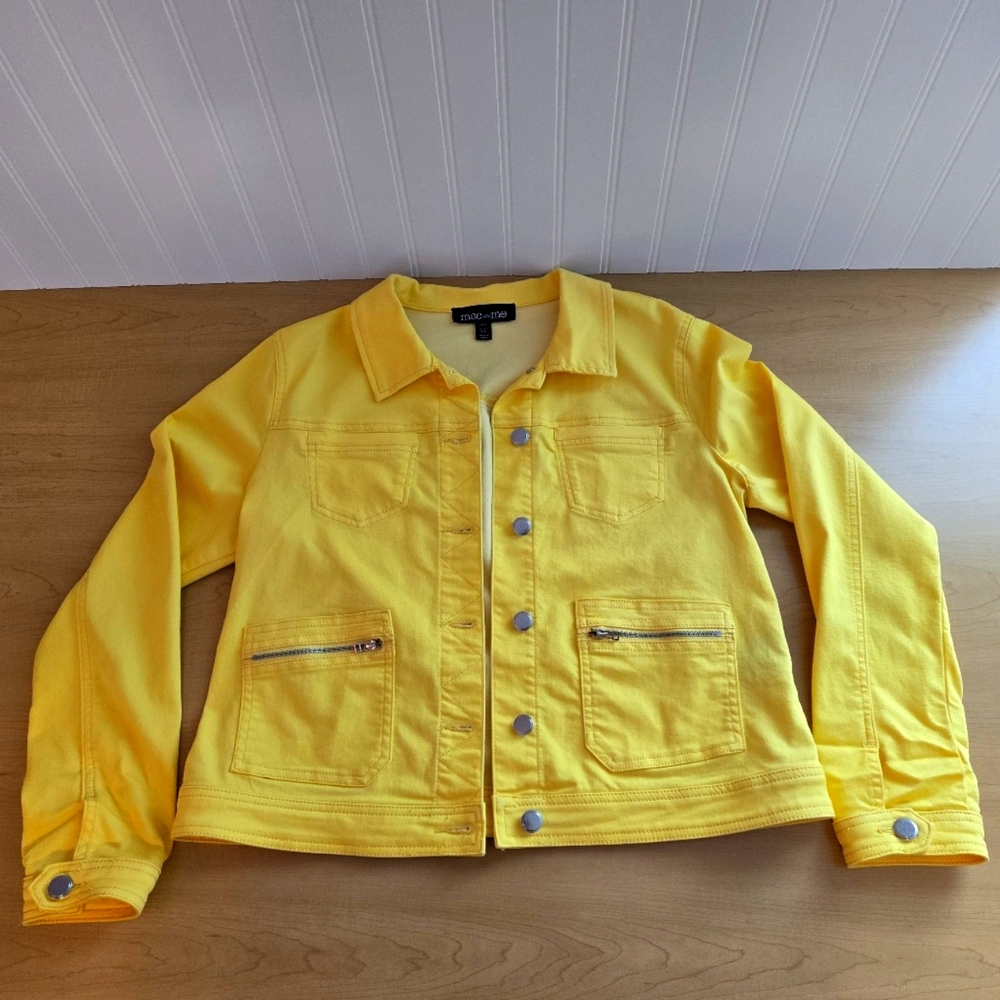 Mac And Me Bright Yellow Jean Jacket Casual Button Up